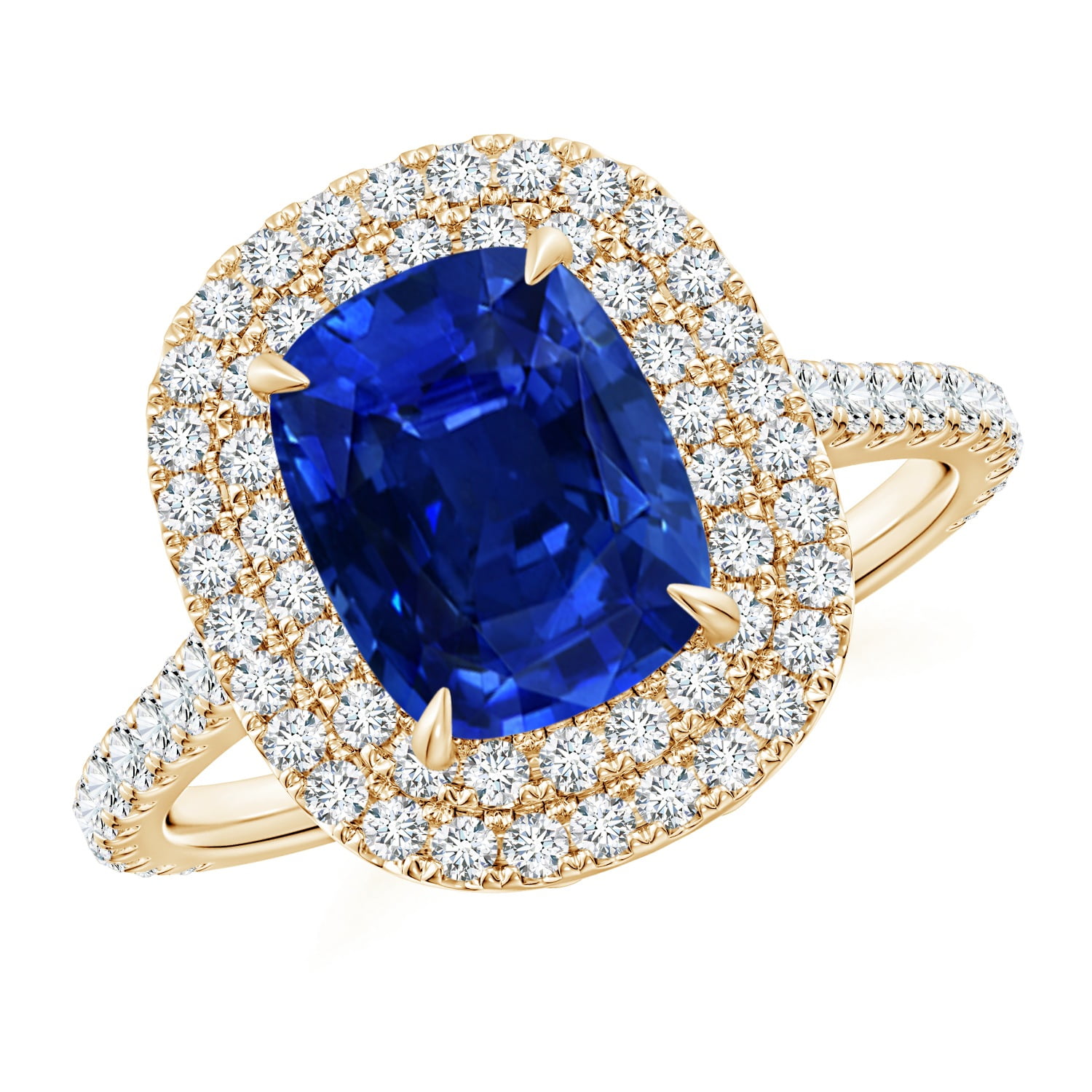 Angara September Birthstone Ring Cushion Sapphire Engagement Ring