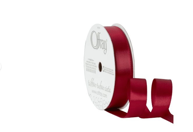 Offray Red 1/8 Inch Double Faced Satin Polyester Ribbon 10 Yards