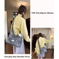 thumbnail image 3 of Sunyuer Women Cute Star Print Hobo Shoulder Tote Bag, Ruched Pleated Strap Casual Handbag with Polka Dot Star Charm, Large Capacity Lightweight Daily Purse for Shopping Dating Travel, 3 of 8