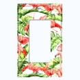thumbnail image 5 of Metal Light Switch Plate Outlet Cover Tropical Pink Flamingo Flower Leaves White FGO002, 5 of 13