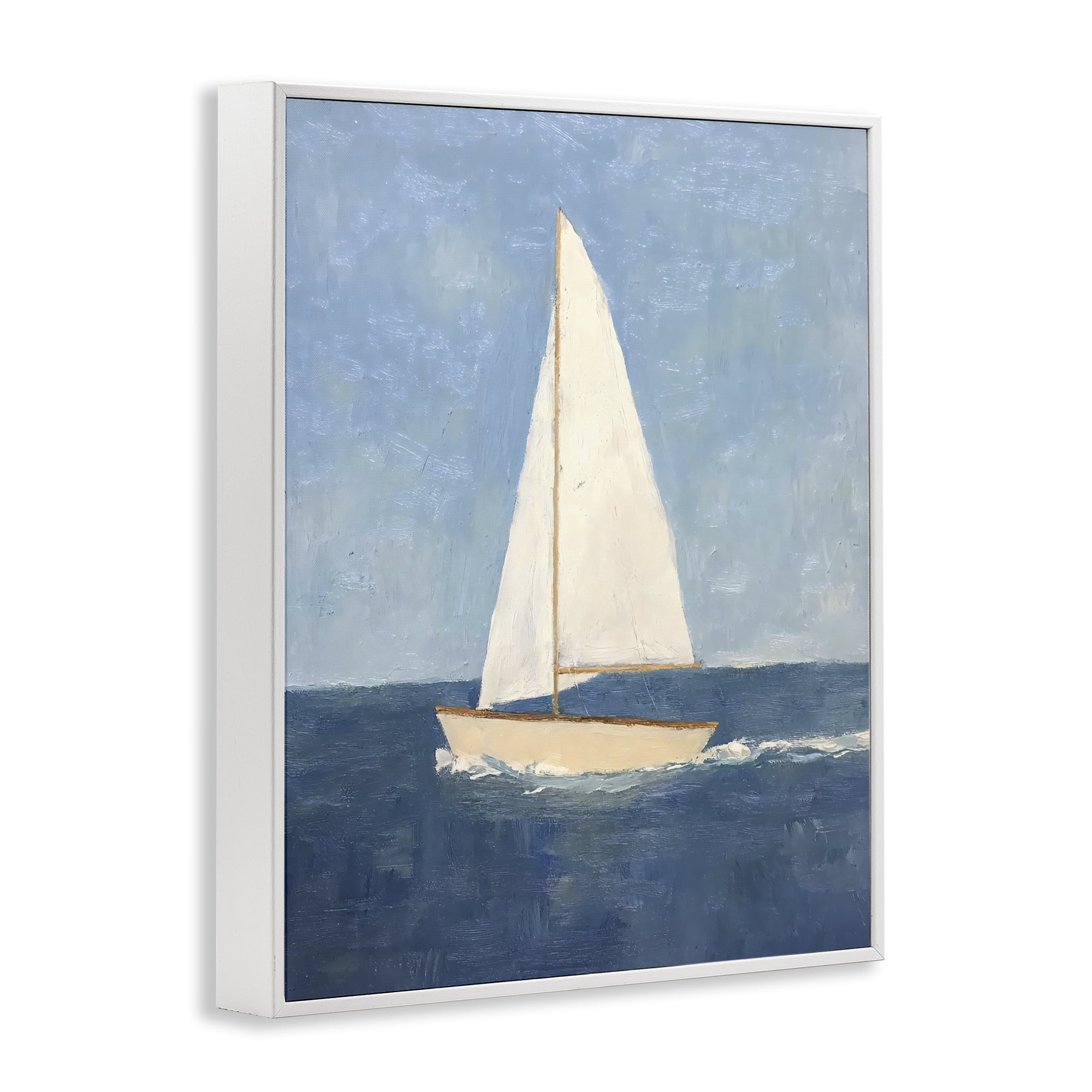 Stupell Industries Deep Blue Sail at Sea White Framed Giclee Art, design by Creative Studio