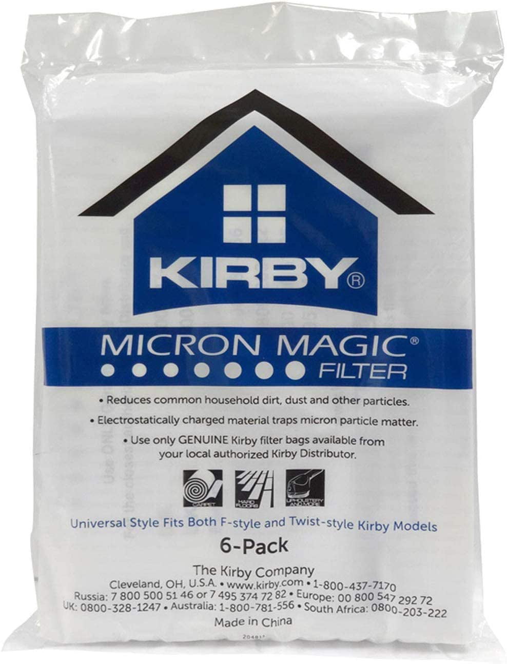 6 Kirby Vacuum Cleaner Bags Hepa Cloth Sentria II F Style Micron Magic 