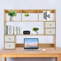 Desktop Storage Rack, Oak Color, Space-saving, Bookshelf Organizer Stand for Home Office