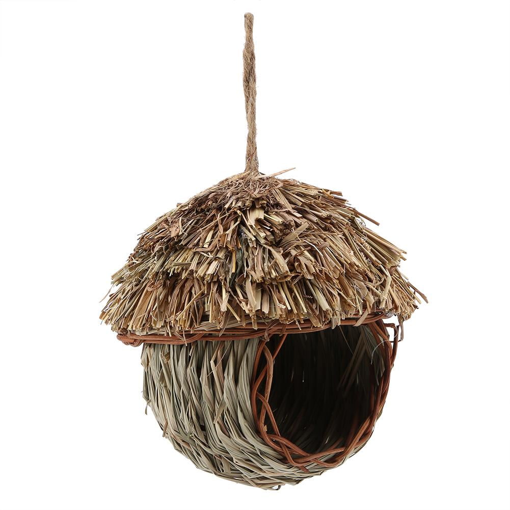 TOPINCN Handmade Woven Straw Bird Nest Cage for Parrot Hamster Small