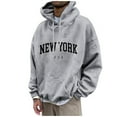 thumbnail image 2 of Light Weight Hoodies Men Loose Fit Casual Men Sweatshirt Long Sleeve Pullover Kangaroo Pocket Light Gray 4XL, 2 of 5