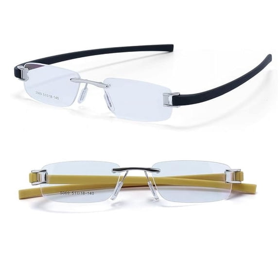 RSINC Combo Tag Rimless Frame Eyeglass Spectacle For Men And Women Modern Collage Fashion School Ladies Sports Tag Silver Black & Silver Yellow 51-18-140