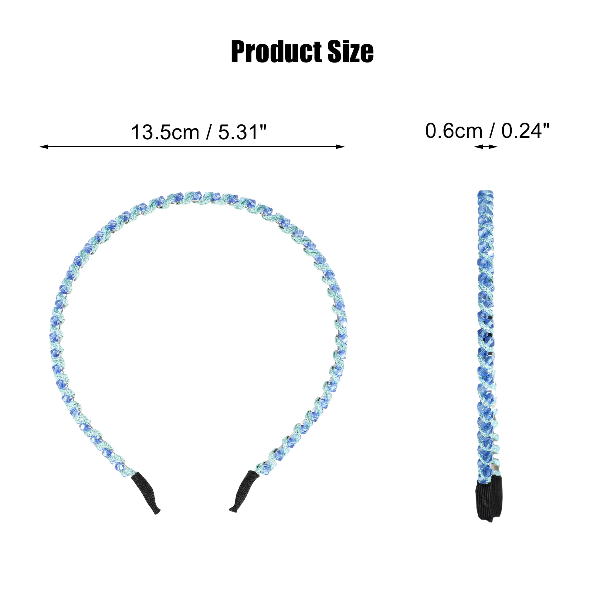 Unique Bargains 1 Pcs Rhinestone Hair Hoop Headband Hairband for Women 0.24 Inch Wide Blue