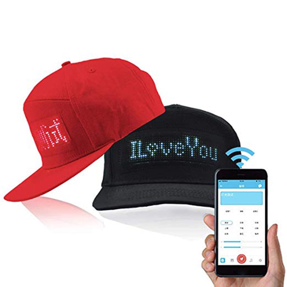 LED Display Hat Message Sign Hiphop Cap Men Snapback Baseball Cool Screen