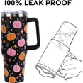 thumbnail image 5 of Halloween Tumbler with Lid and Straw 40oz - Vacuum Insulated Leak Proof Stainless Steel Pink Pumpkin Star Moon Design - Goth Cute Spooky Gift for Women and Girls - Halloween Accessories, 5 of 6