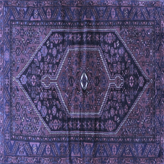 Ahgly Company Machine Washable Indoor Square Persian Blue Traditional Area Rugs, 3' Square