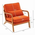 thumbnail image 4 of Accent Chair, Mid-Century Modern Chair with Pillow, Upholstered Lounge Arm Chair with Solid Wood Frame & Soft Cushion for Living Room, Bedroom, Balcony, Orange, 4 of 7