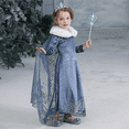 thumbnail image 6 of IBTOM CASTLE Girls Anna Elsa Princess Frozen Dress Halloween Cosplay Fancy Dress Up with Cape Children Birthday Party Dress Christmas Outfit 5-6 Years Blue, 6 of 8