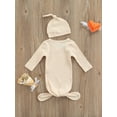 thumbnail image 4 of Diconna 0-3 Months Newborn Baby Sleeping Bag Hat Set Ribbed Solid Color Long Sleeves Wearable Blankets Sleep Sack, 4 of 8