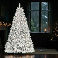 thumbnail image 2 of Tcbosik 8ft Pre-Lit Flocked Christmas Tree with 700 UL Lights, 54 Pine Cones & 1754 Branch Tips, Xmas Artificial Tree with Metal Stand, Home Office Party Decoration, Green & White, 2 of 7