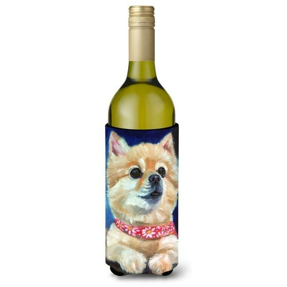 Fancy Bandana Pomeranian Puppy Wine Bottle Beverage Insulator Hugger