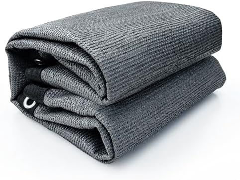 90% Sun Shades for Patios 8X 12 ft Shade Fabric Sun Shade Cloth Taped Edge with Grommets Sun-Block Mesh Shade for Pergola Cover Canopy Grey, 12 Bungee Balls