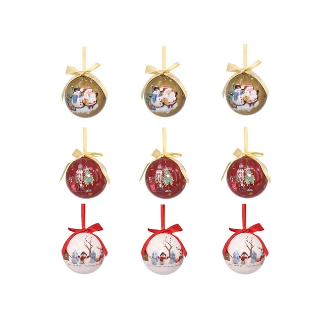 9 adornos de bolas de Navidad colgantes ligeros para hacer tú mismo, adornos colgantes para de Navidad, decoración navideña para festivales de Rojo Amarillo