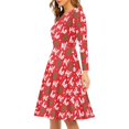 thumbnail image 2 of FKELYI Red Christmas Women Dress Size L Casual Snowflake Ho Ho Women Dress Long Sleeve Party Lightweight Swing Twirl Skater Dress Knee Length, 2 of 4