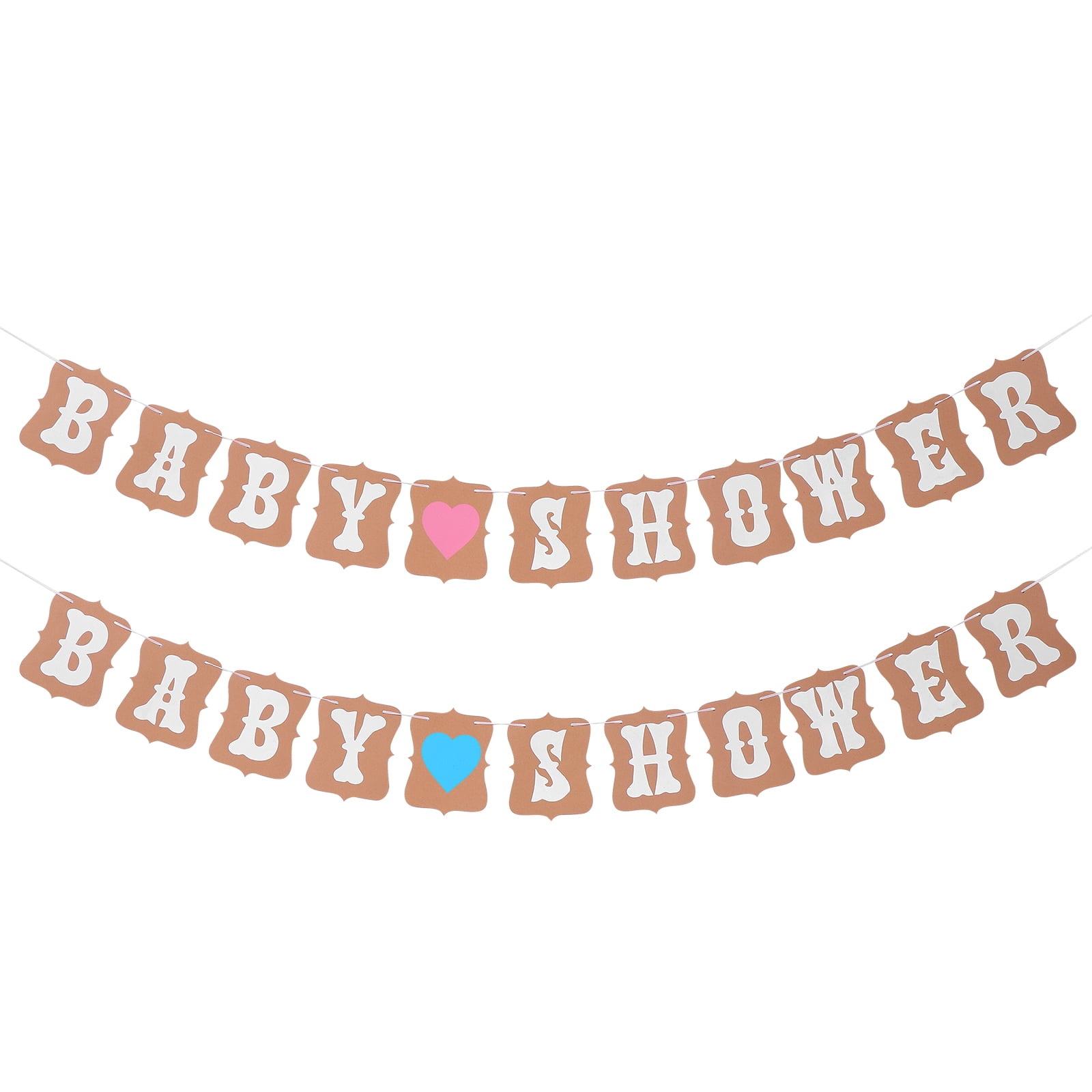 2 Sets Baby Shower Party Buntings Boy Girl Birthday Paper Banners Party