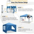 thumbnail image 4 of COBIZI Canopy 10x10 Pop Up Canopy Waterproof Canopy Tent Straight Leg Pop Up Tent with 4 Sidewalls Outdoor Commercial Instant Shelter Canopy Tent for Party Camping Beach,Blue, 4 of 7