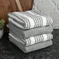 thumbnail image 5 of T-Fal Solid & Stripe Premium Kitchen Towels, 4-Pack, Gray, 5 of 5