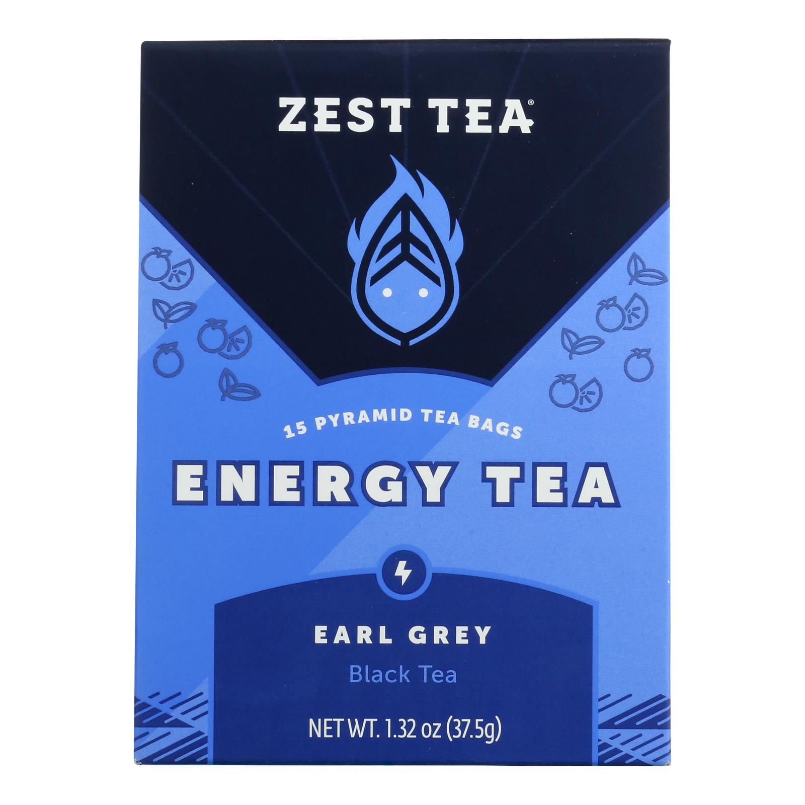 Zest Tea Earl Grey Premium Energy Tea Case of 6 1.32 OZ