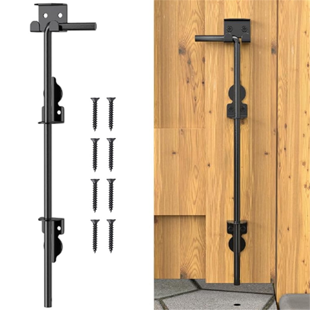 2 pack 12" Heavy Duty Cane Bolt, Gate Latch with Black Finish, Way Gate Drop Rod for Wood Fences Gates（black）