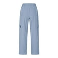 thumbnail image 5 of LOVZFMLL Women's Capri Cargo Pants Casual Drawstring Elastic Waist Cropped Pants Trousers for Outdoor Hiking Travel Sky Blue L, 5 of 6