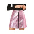 thumbnail image 1 of Unique Bargains Jupe Courte Mini Holographique Taille Haute à Fermeture Éclair Métallique devant pour Femme, 1 of 6