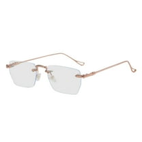 FITYLE Eye Glasses Rimless Eyewear for Screens Shopping Men Rose Gold Frame