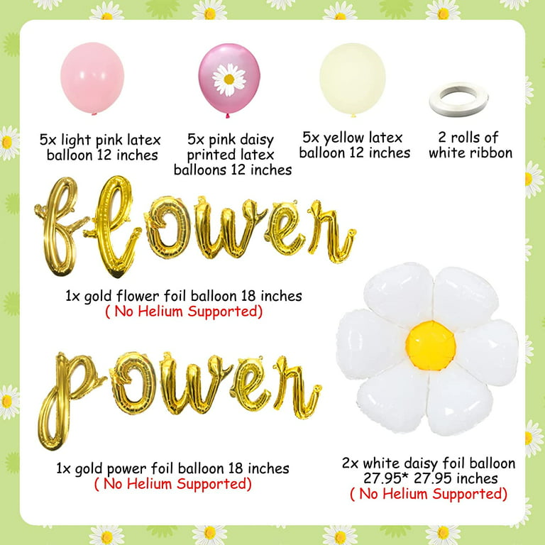 Macaron Daisy Flower Foil Balloons Big White Pink Daisy Flower