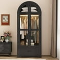 thumbnail image 5 of 71"H Arched Armoire Wardrobe Closet for Bedroom w/ Glass Door & LED Sensor Light, Wooden Wardrobe Closet Clothing Storage Cabinet w/1 Drawer & Hanging Rod, 5 of 10