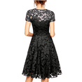 thumbnail image 5 of Women's Party Dress Short Sleeve Round Neck with Lace Trim Floral Elegant Cocktail Dress for Spring Fall Banquet Wedding Guest,Black,L, 5 of 9