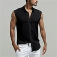 thumbnail image 2 of Rggeeun Shirts For Men Casual Slim Fit Summer Sleeveless Solid Color Shirts Lightweight Plain Shirts Comfort Tops, 2 of 3