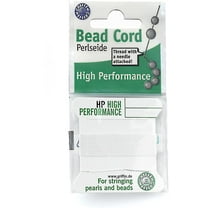 Griffin High Performance Bead Cord Perlseide - White Color – Size 2 (0.45mm) – 2 meters per card – Stainless Steel Needle Attached – For Knotting Pearls, Gemstones, Crystals and Beads