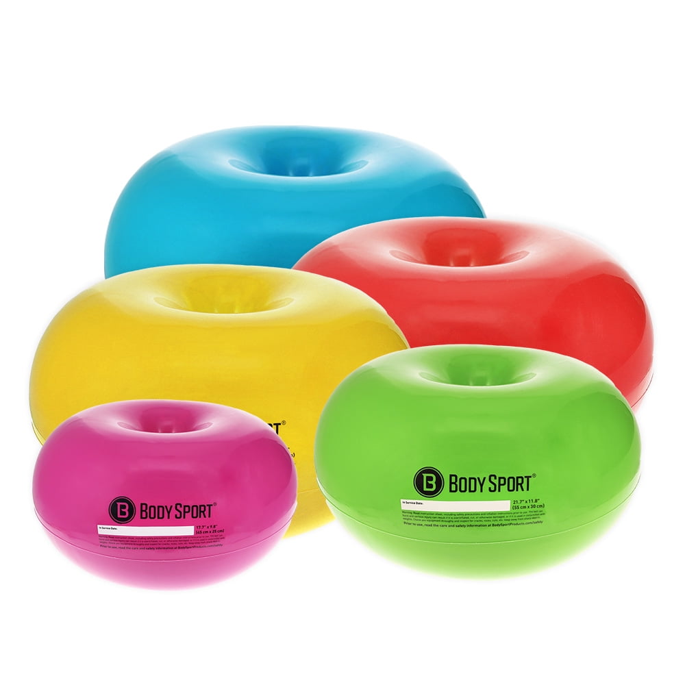 BodySport® Donut Ball, Purple, 17.7 in. x 9.8 in. (45 cm x 25 cm) – Durable, Inflatable Exercise Ball for Balance & Stability Training, Yoga, & Pilates Workouts – For Children & Adults – Use in