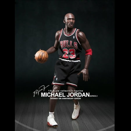 Enterbay x NBA Michael Jordan (Series 2) #23 Away Black Jersey 1:6 Figure with Air Jordan I/ XIII shoes (Gift Idea)