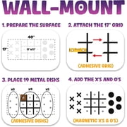 HMMAGNETS Magnetic Tic Tac Toe Wall-Mount Game – 17x17 Adhesive Board
