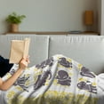 thumbnail image 3 of Ostrich Soft Flannel Fleece Throw Blanket, Animals List Zebra Toucan Peacock Warthog Monkeys Jackal, Cozy Plush for Indoor and Outdoor Use, 50" x 60", Earth Yellow Eggplant, by Ambesonne, 3 of 5