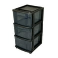 thumbnail image 2 of Homz 25" Black Tall Solid Plastic 3 Drawer Wheeled Home Storage Organizer Cart, 2 of 12