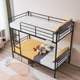 thumbnail image 4 of IVV Twin Over Twin Metal Bunk Bed with Built-in Ladder, Heavy-Duty Bunkbed Frame with Safety Guardrails, No Box Spring Needed, Black, 4 of 10