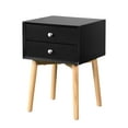 thumbnail image 3 of DEALTOPS Nightstand with Two Storage Drawers and Rubber Wood Legs, Bedside Table for Bedroom- Black, 3 of 8