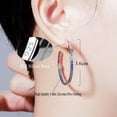 thumbnail image 4 of Rainbow Color CZ 925 Silver Round Circle Hoop Earrings Ladies Jewelry, 4 of 9
