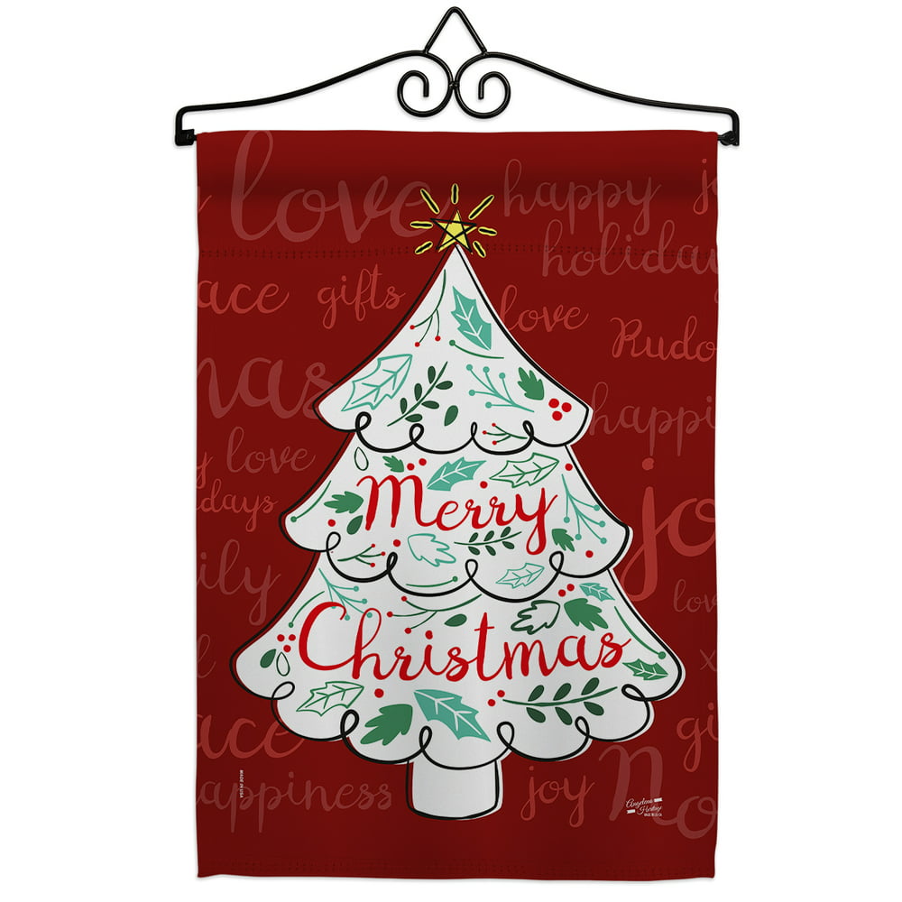 The Christmas Tree Garden Flag Set Winter 13 X18.5 Double-Sided ...