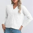 thumbnail image 5 of Womens Casual Long Sleeve Button Up Cable Knit Cardigan Light-Weight Crewneck Button Down Sweaters for Women White L, 5 of 10