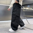 thumbnail image 4 of LILIYA Boys Cargo Pants Straight Leg Casual Trousers For Big Kids Loose Fit Comfortable Long Wide Style, 4 of 5