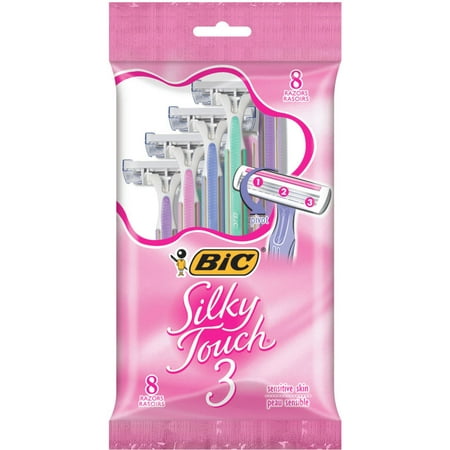 BIC Silky Touch 3 Triple Blade Women’s Disposable Razor, Assorted, 8 ...