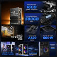 thumbnail image 3 of Computadora Escritorio Completa Xtreme PC Gaming AMD Radeon Vega Renoir Ryzen 7 5700G 16GB SSD 500GB Monitor Curvo 23.8 WIFI White juegos casuales, trabajo y estudio, 3 of 6