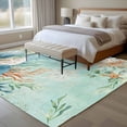 thumbnail image 4 of Large Area Rugs for Living Room Bedroom, Teal Beach Coastal 6'x9' Rug Washable Carpet Runner Indoor Outdoor, Summer Nautical Coral Shell Botanical Non Slip Floor Mats Rug for Kitchen, Playroom, 4 of 8