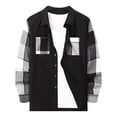 thumbnail image 5 of QHRMKOG Men's Jackets Color Block Long Sleeve Button Down Shirt Jackets Relaxed Fit Midweight Shackets Autumn Casual Warm Jacket with Pockets Black XL, 5 of 9